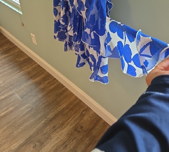 Bobbie Bee Midi Flapper Style Hem Dress Blue And White Size 12 - Picture 5 of 12